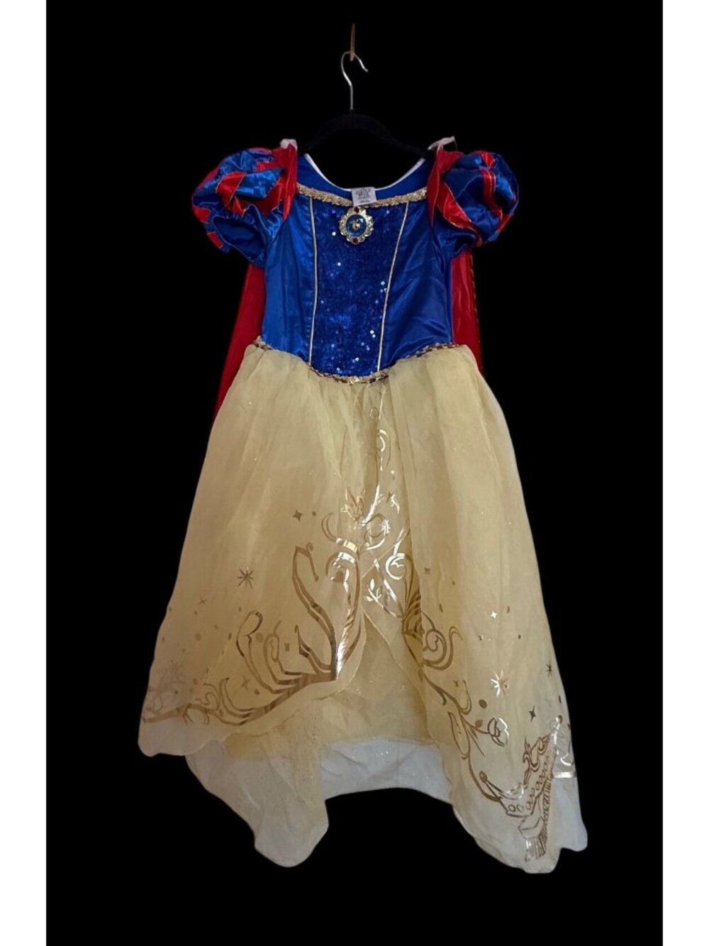 Original Disney Store Princess Snow White Costume Dress Sequins Cape 7/8 Coplay